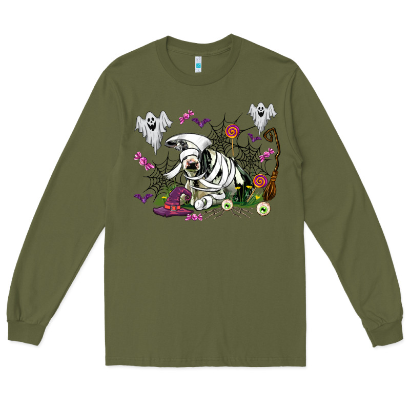 Halloween Cow And Ghosts Long Sleeve Tee by AdoDesignShop | Teevron