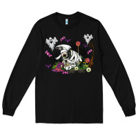 Black halloween cow and ghosts Long Sleeve Tee - AdoDesignShop