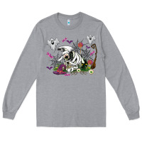 Heather Grey halloween cow and ghosts Long Sleeve Tee - AdoDesignShop