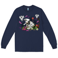 Navy halloween cow and ghosts Long Sleeve Tee - AdoDesignShop