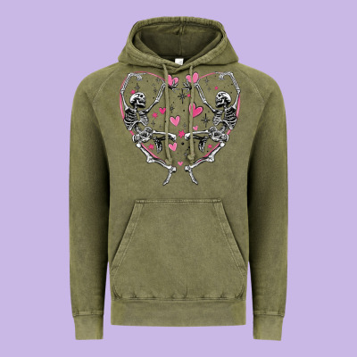 Vintage Hoodie valentines day skeleton