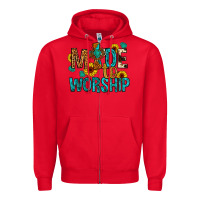 Red made to worship Zipper Hoodie - Artiststas