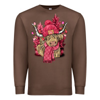 Chestnut Pink winter long haired Cow Premium Sweatshirt - NancyCooperArtShop