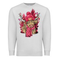 Dove Grey Pink winter long haired Cow Premium Sweatshirt - NancyCooperArtShop