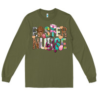 Army Green Easter Nurse Easter Day Long Sleeve Tee - Neo Western