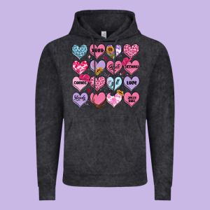 Valentines Candy Hearts Vintage Hoodie Designed By Maliassmallbusiness
