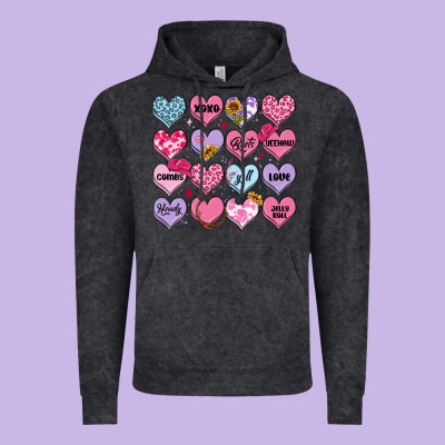 Vintage Hoodie valentines candy hearts