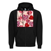 Black valentines day lollipops and lips seamless pattern Zipper Hoodie - BundleAndBundleShop