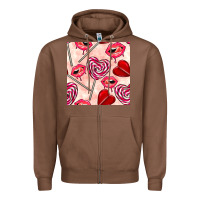 Chestnut valentines day lollipops and lips seamless pattern Zipper Hoodie - BundleAndBundleShop