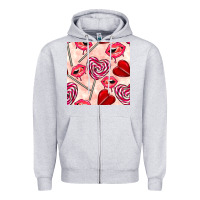 Heather Grey valentines day lollipops and lips seamless pattern Zipper Hoodie - BundleAndBundleShop