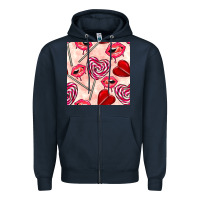 Navy valentines day lollipops and lips seamless pattern Zipper Hoodie - BundleAndBundleShop