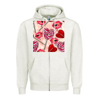 Oatmeal Heather valentines day lollipops and lips seamless pattern Zipper Hoodie - BundleAndBundleShop