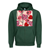 Sports Green valentines day lollipops and lips seamless pattern Zipper Hoodie - BundleAndBundleShop