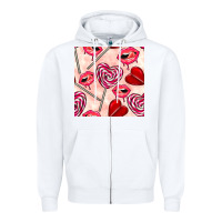 White valentines day lollipops and lips seamless pattern Zipper Hoodie - BundleAndBundleShop