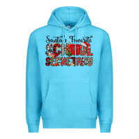 Ocean Blue santa s favorite coffee school secretary Premium Hoodie - MaliasSmallBusiness
