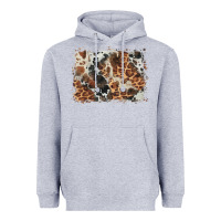 Heather Grey cowhide leopard background Heavyweight Hoodie - BarkalooDesign