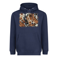 Navy cowhide leopard background Heavyweight Hoodie - BarkalooDesign
