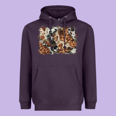Cowhide Leopard Background Heavyweight Hoodie Designed By Barkaloodesign
