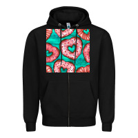 Black valentines day heart donuts seamless pattern Zipper Hoodie - BundleAndBundleShop