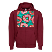 Burgundy valentines day heart donuts seamless pattern Zipper Hoodie - BundleAndBundleShop