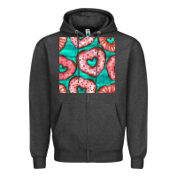 Charcoal Heather valentines day heart donuts seamless pattern Zipper Hoodie - BundleAndBundleShop