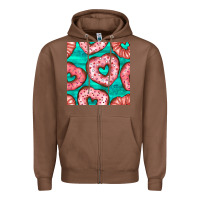 Chestnut valentines day heart donuts seamless pattern Zipper Hoodie - BundleAndBundleShop