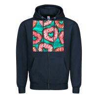 Navy valentines day heart donuts seamless pattern Zipper Hoodie - BundleAndBundleShop
