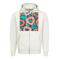 Oatmeal Heather valentines day heart donuts seamless pattern Zipper Hoodie - BundleAndBundleShop