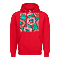 Red valentines day heart donuts seamless pattern Zipper Hoodie - BundleAndBundleShop