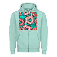 Seafoam valentines day heart donuts seamless pattern Zipper Hoodie - BundleAndBundleShop