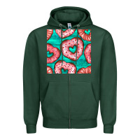 Sports Green valentines day heart donuts seamless pattern Zipper Hoodie - BundleAndBundleShop