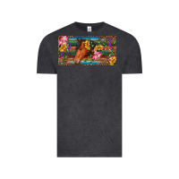 Vintage Black Brown horse with flowers and leopard Vintage Tee - RanaPortraitStore
