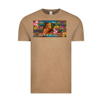 Vintage Coffee Brown horse with flowers and leopard Vintage Tee - RanaPortraitStore