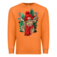 Carrot Red Christmas long haired Cow Premium Sweatshirt - NancyCooperArtShop