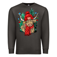Smoke Red Christmas long haired Cow Premium Sweatshirt - NancyCooperArtShop