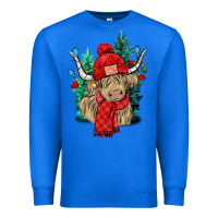 True Royal Red Christmas long haired Cow Premium Sweatshirt - NancyCooperArtShop