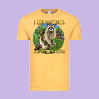 I Like Raccoons And 3 People Vintage Tee Designed By Barkaloodesign