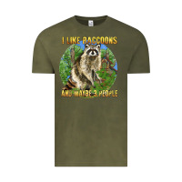 Vintage Olive i like raccoons and 3 people Vintage Tee - BarkalooDesign