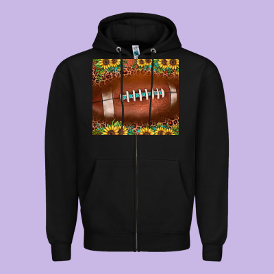 Football Leopard Turquoise Sunflower Zipper Hoodie Designed By Jahusdesignshop