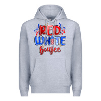 Heather Grey red white boujee Premium Hoodie - MaliasSmallBusiness