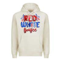 Oatmeal Heather red white boujee Premium Hoodie - MaliasSmallBusiness