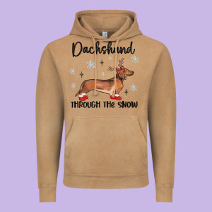 Dachshund Through The Snow Vintage Hoodie Designed By Maliassmallbusiness