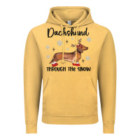 Vintage Mustard dachshund through the snow Vintage Hoodie - MaliasSmallBusiness