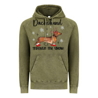 Vintage Olive dachshund through the snow Vintage Hoodie - MaliasSmallBusiness