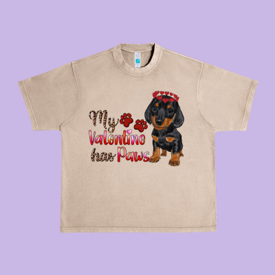 My Valentine Has Paws Urban Heavy Tee Designed By Ranaportraitstore