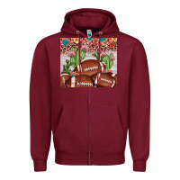 Burgundy football leopard cactus Zipper Hoodie - JahusDesignShop
