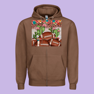 Football Leopard Cactus Zipper Hoodie Designed By Jahusdesignshop