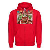 Red football leopard cactus Zipper Hoodie - JahusDesignShop