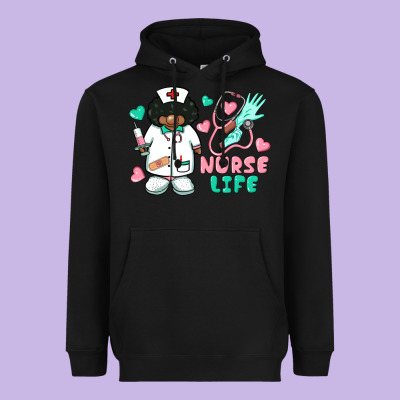 Nurse Life Afro American Nurse Heavyweight Hoodie Designed By Barkaloodesign