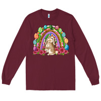 Burgundy Easter rainbow Bunny Easter Day Long Sleeve Tee - Neo Western